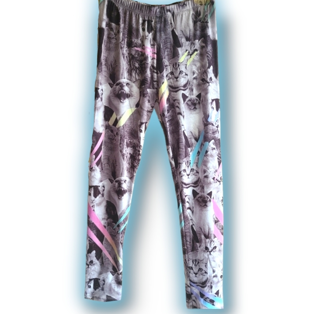 NWT Laser Vision Rave Cats Printed Soft Leggings